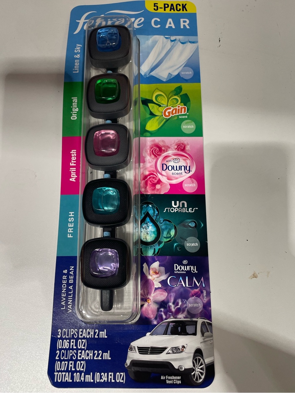 Febreze Car Vent Clips - Blue, Green, Pink, Teal, Purple - 5 Pack